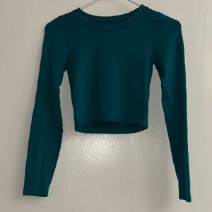 Teal Long Sleeve Crop Top